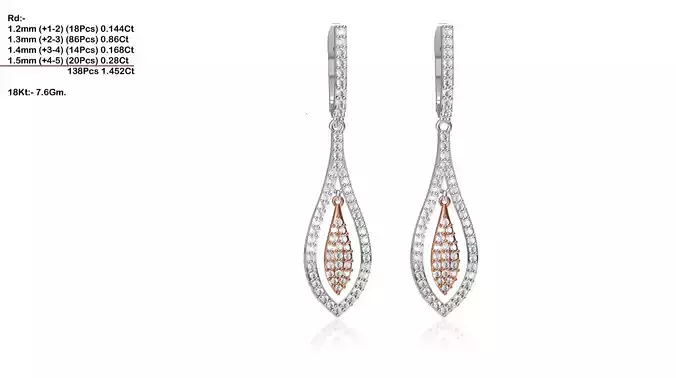 Leaf Shaped Drop Earrings With Diamonds 6