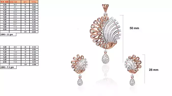 Floral Pendant and Earrings With Diamonds 7