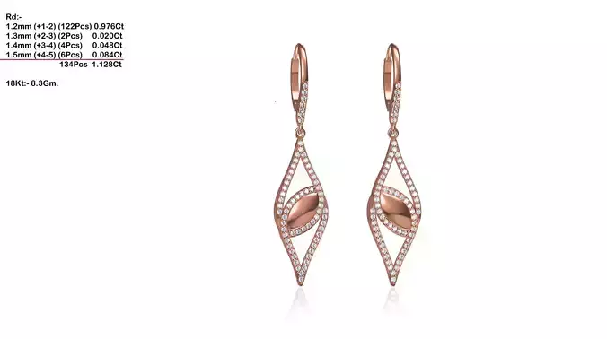 Leaf Shaped Drop Earrings With Diamonds 7