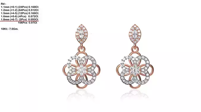 Flower Shaped Drop Earrings With Diamonds 26
