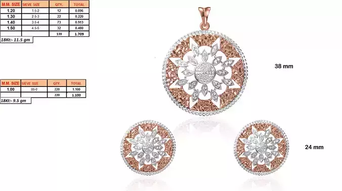 Round Shaped Pendant and Earrings With Diamonds 5