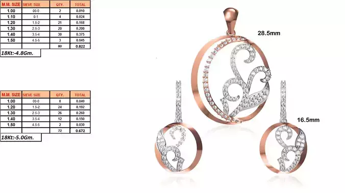 Oval Shaped Pendant and Earrings With Diamonds 4