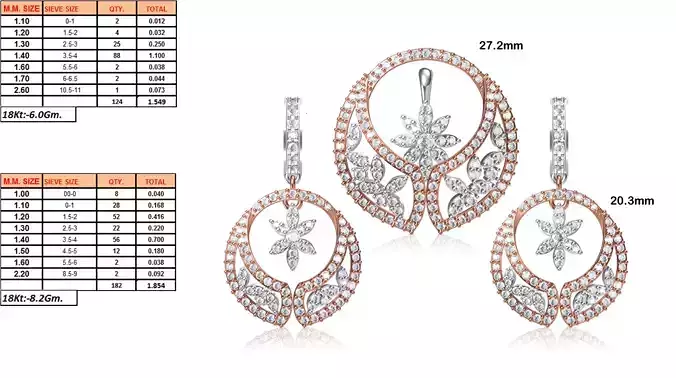 Round Shaped Pendant and Earrings With Diamonds 7