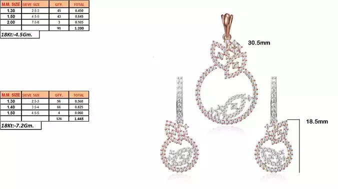 Round Shaped Pendant and Earrings With Diamonds 8