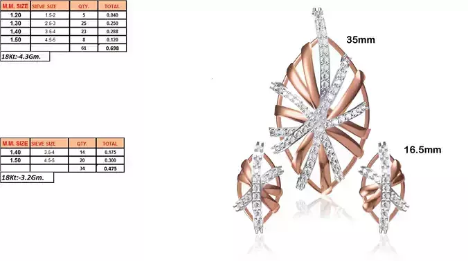 Marquise Shaped Pendant and Earrings With Diamonds 3