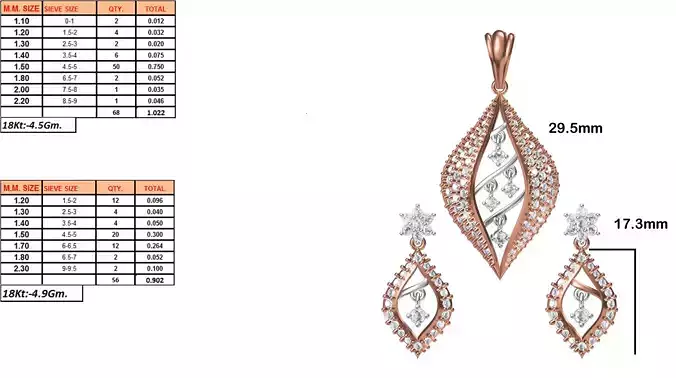 Marquise Shaped Pendant and Earrings With Diamonds 4