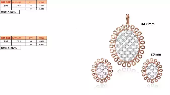 Oval Shaped Pendant and Earrings With Diamonds 5