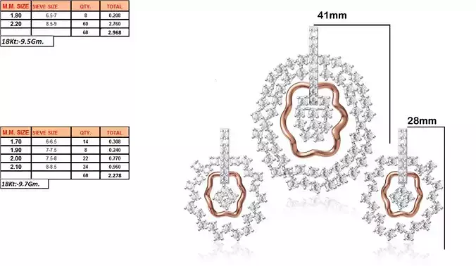 Oval Shaped Pendant and Earrings With Diamonds 7