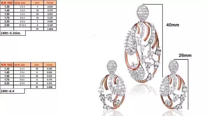 Oval Shaped Pendant and Earrings With Diamonds 8