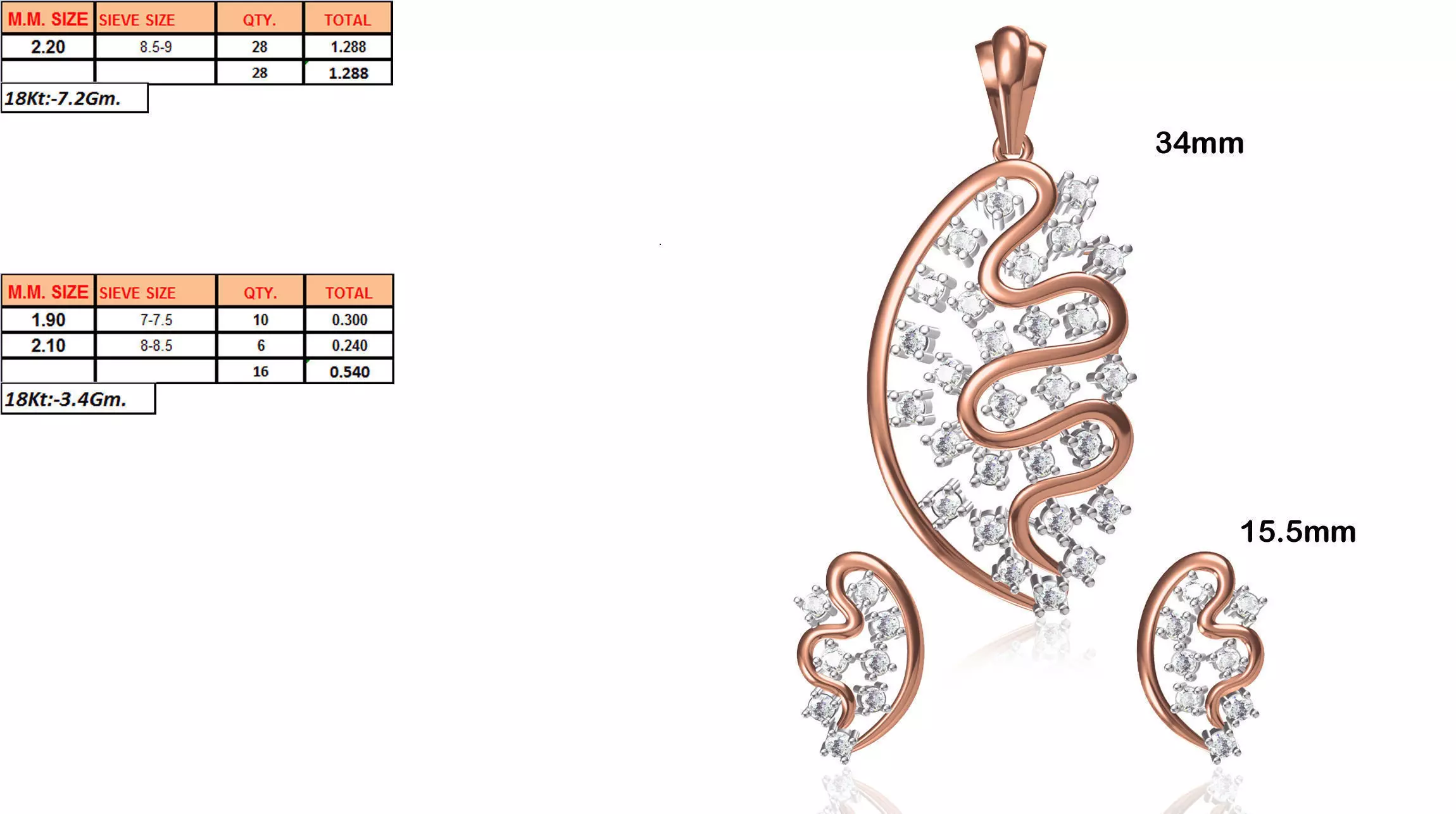 Abstract Pendant and Earrings With Diamonds 1 3D print model_0