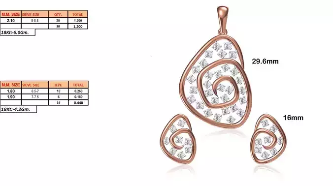 Spiral Pendant and Earrings With Diamonds 3
