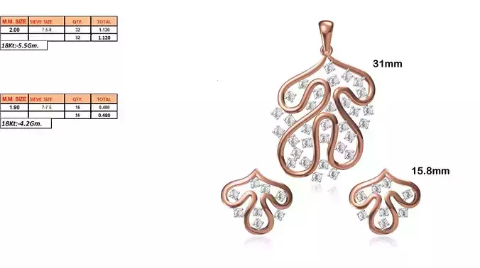 Floral Pendant and Earrings With Diamonds 9