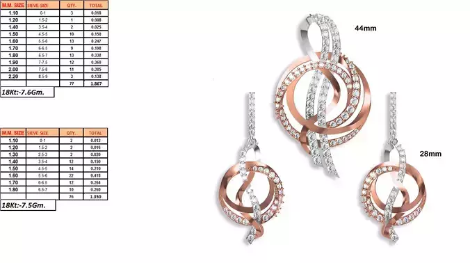 Round Shaped Pendant and Earrings With Diamonds 12