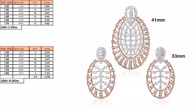 Oval Shaped Pendant and Earrings With Diamonds 10
