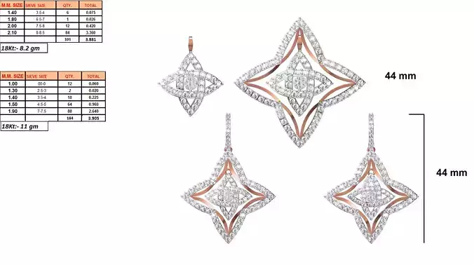 Flower Shaped Pendant and Earrings With Diamonds 25