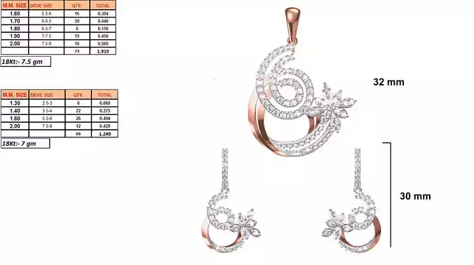 Spiral Pendant and Earrings With Diamonds 5