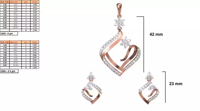 Marquise Shaped Pendant and Earrings With Diamonds 6