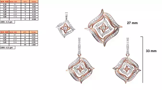Flower Shaped Pendant and Earrings With Diamonds 26
