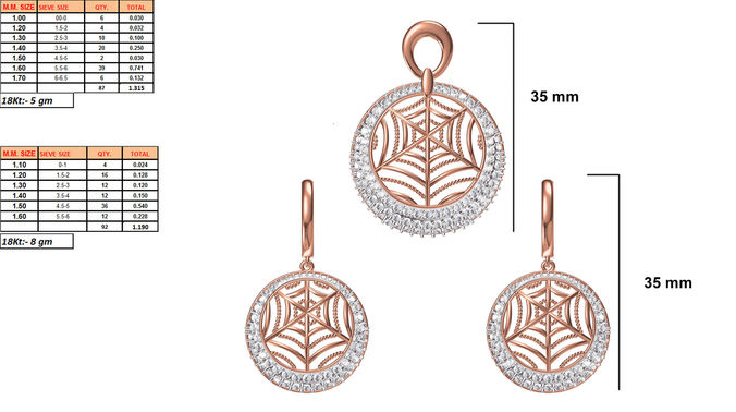 Round Spider Wed Design Jewellery Set With Diamonds 3D print model