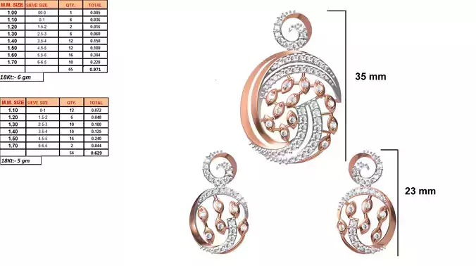 Oval Shaped Pendant and Earrings With Diamonds 13