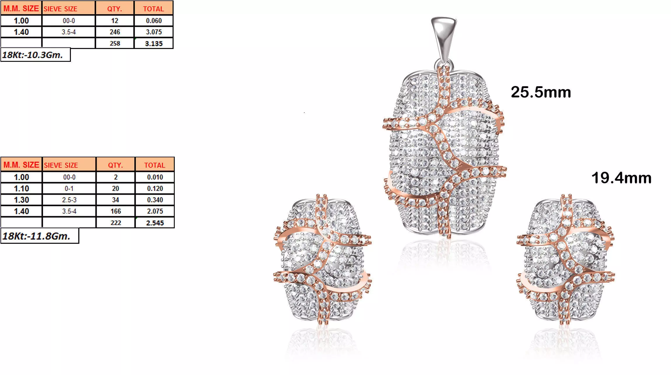 Cluster Pendant and Earrings With Diamonds 3D print model_0