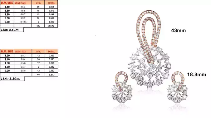 Flower Shaped Pendant and Earrings With Diamonds 29