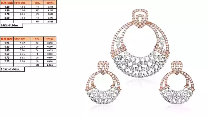 Round Shaped Pendant and Earrings With Diamonds 17