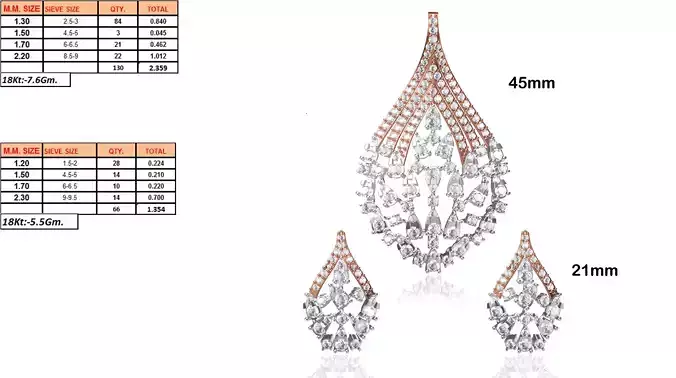 Leaf Shaped Pendant and Earrings With Diamonds 10