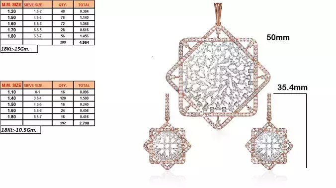 Star Shaped Pendant and Earrings With Diamonds 2