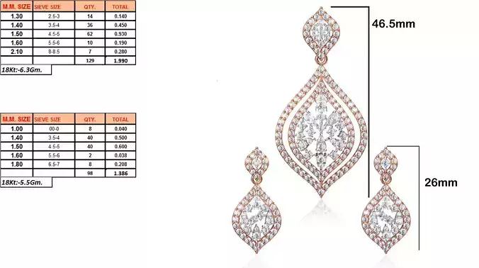 Marquise Shaped Pendant and Earrings With Diamonds 9