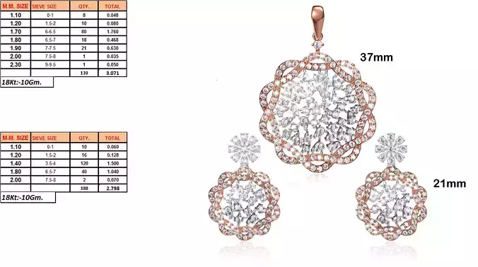 Flower Shaped Pendant and Earrings With Diamonds 31