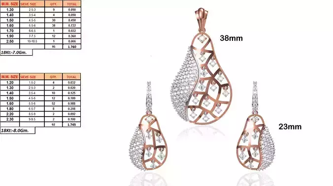 Fruit Shaped Pendant And Earrings With Diamonds 2