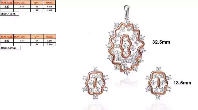 Rose Gold Pendant and Earrings With Diamonds 4