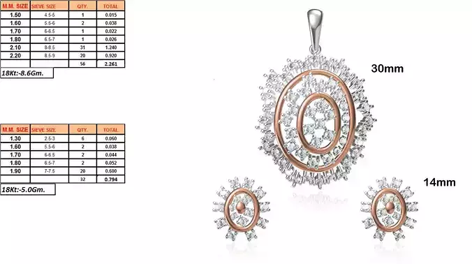 Oval Shaped Pendant and Earrings With Diamonds 16