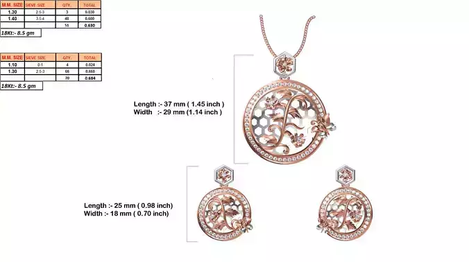 Round Shaped Rose Gold Pendant With Diamonds