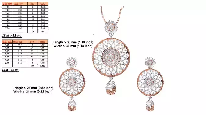 Round Shaped Rose Gold Pendant With Diamonds 1
