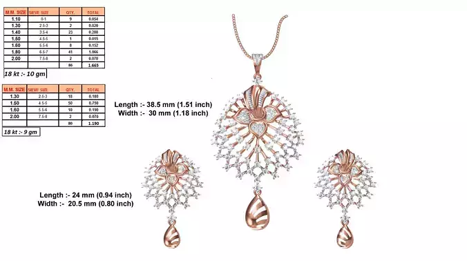 Drop Shaped Rose Gold Pendant With Diamonds