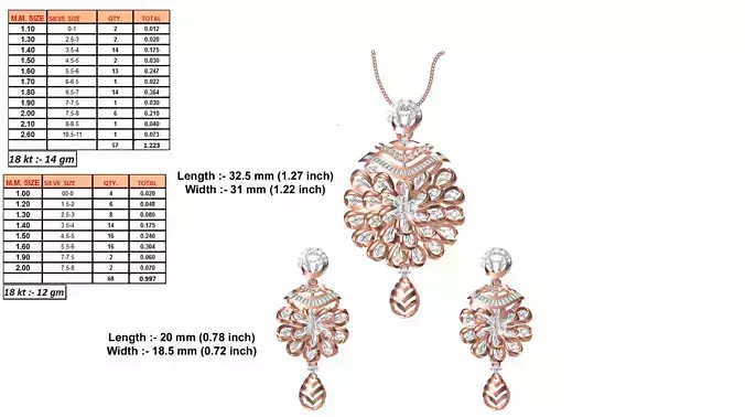 Flower Shaped Rose Gold Pendant With Diamonds 1