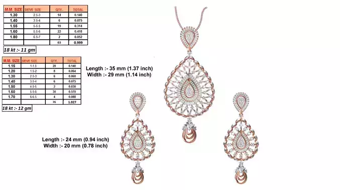Drop Shaped Rose Gold Pendant With Diamonds 2