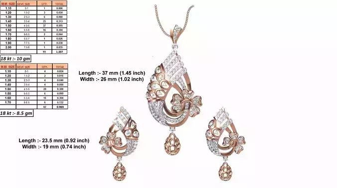 Drop Shaped Rose Gold Pendant With Diamonds 3