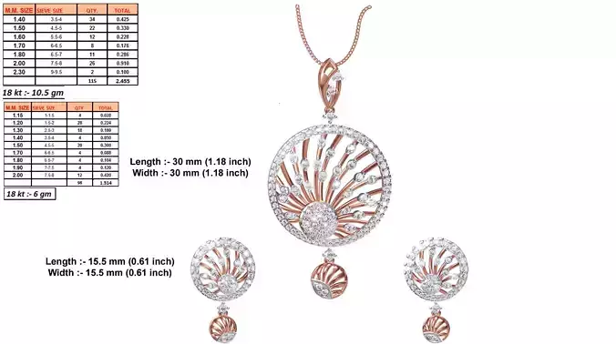 Round Shaped Rose Gold Pendant With Diamonds 3