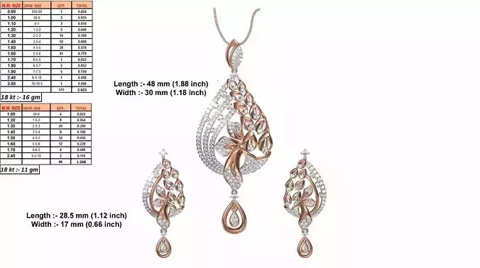 Drop Shaped Rose Gold Pendant With Diamonds 4