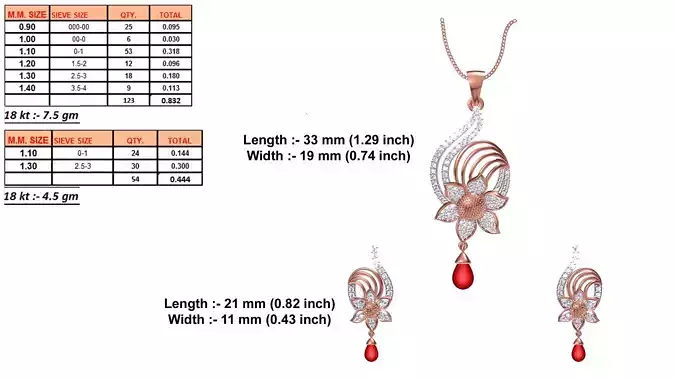 Floral Rose Gold Pendant With Gem