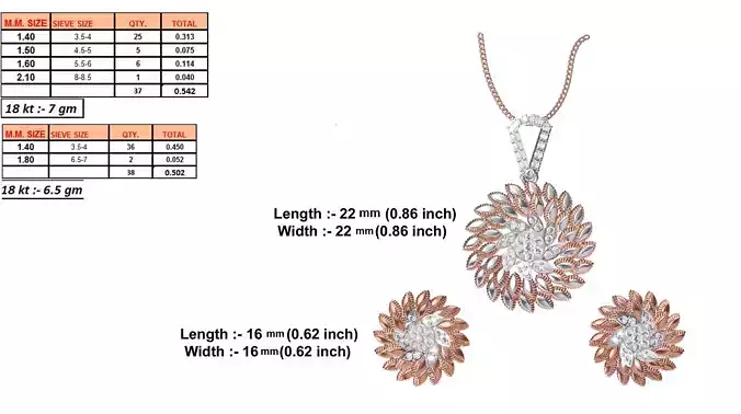 Flower Shaped Rose Gold Pendant With Diamonds 2