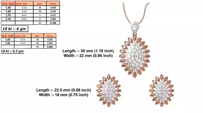 Marquise Shaped Rose Gold Pendant With Diamonds
