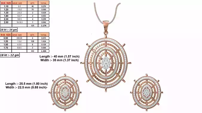 Oval Shaped Rose Gold Pendant With Diamonds 1