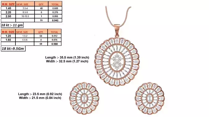 Oval Shaped Rose Gold Pendant With Diamonds 2