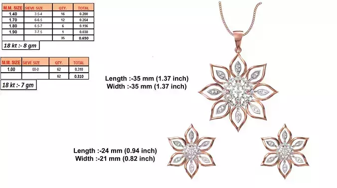 Flower Shaped Rose Gold Pendant With Diamonds 3