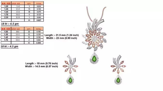 Flower Shaped Rose Gold Pendant With Emerald 1