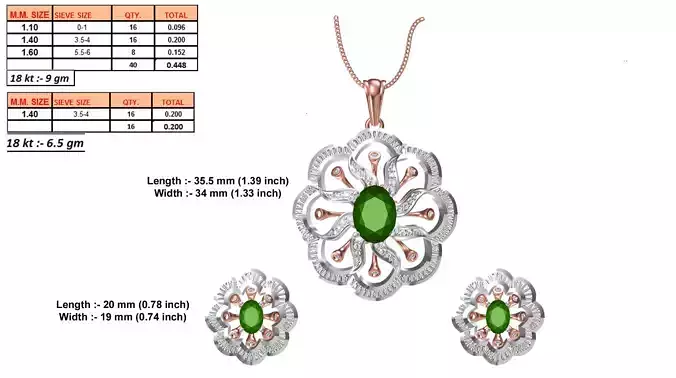 Flower Shaped Pendant With Emerald